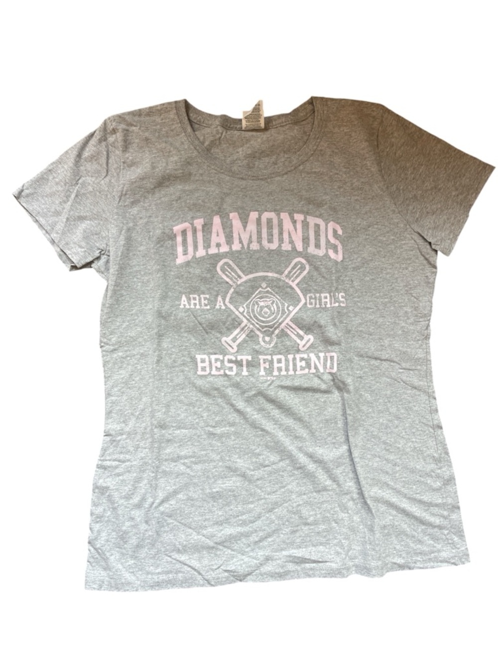 🔥Ts 3/$15, 5/20! Fruit Loom Gray Baseball Tee, Large Diamonds Girls Best Friend